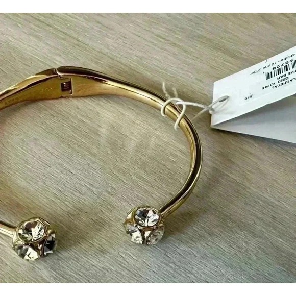 Kate Spade New York Gold Tone Crystal Open Cuff Bangle Bracelet - Picture 2 of 9